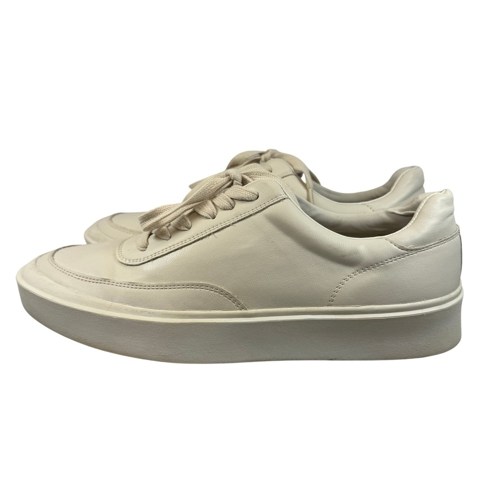 Abound Women's‎ Cream Low-Top Sneakers Faux Leather Casual Shoes Size 7.5